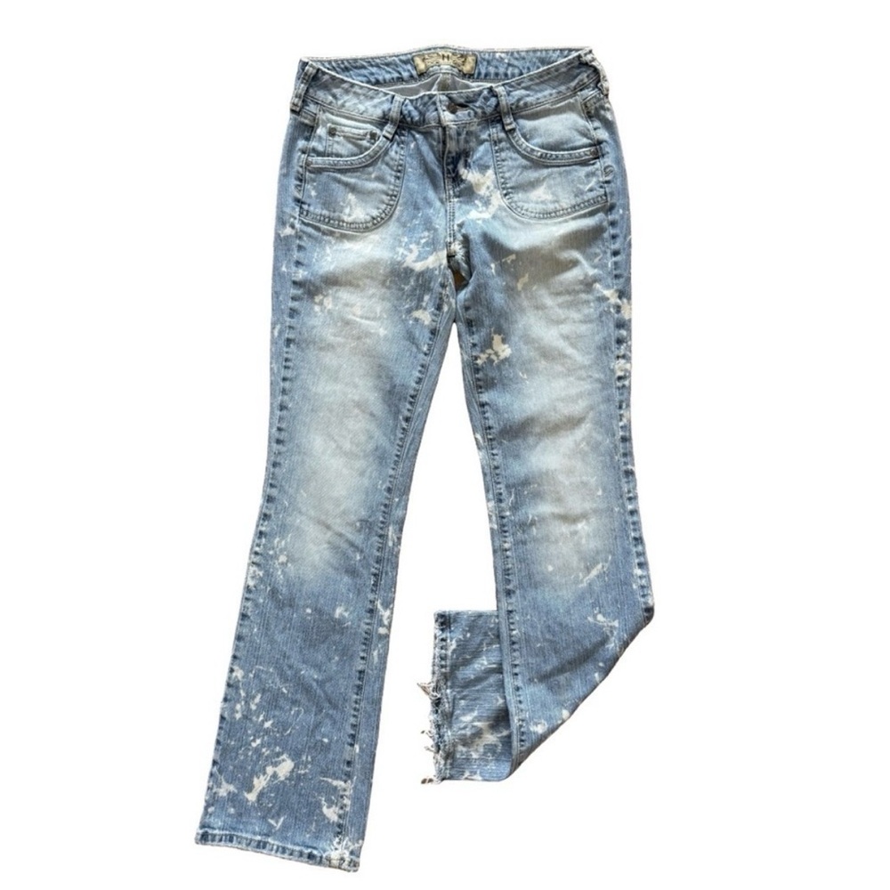 ✨ HINT JEANS Y2K Low Rise Bootcut | Bleached Distressed Denim | Size 9 Long